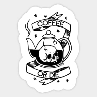 Coffee or Die Skull Sticker